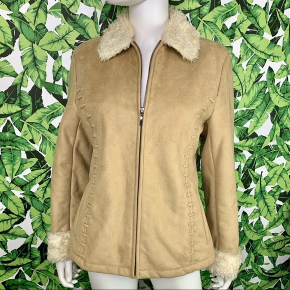 Y2K Liz Claiborne Coat Women's Size S Retro 00s Penny Lane Bratz Style Faux Fur - Picture 3 of 7